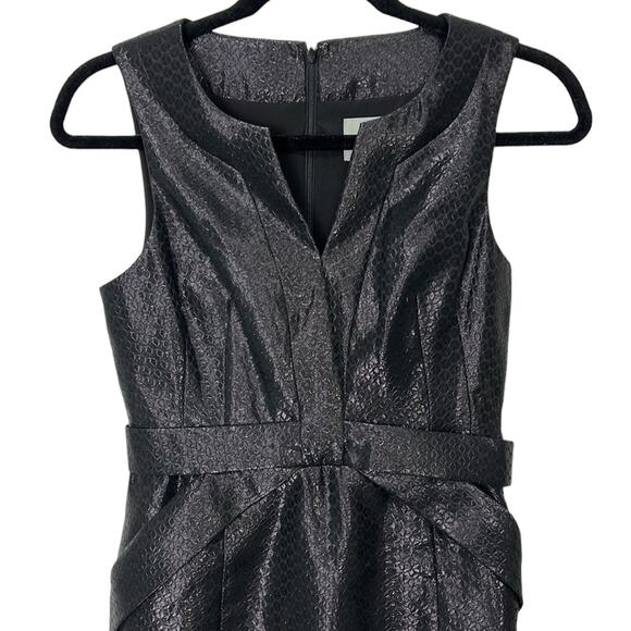 Anthropologie Maeve Cross Front Black Shimmering Sheath Dress size 0P - Picture 3 of 6